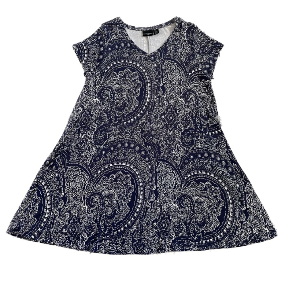 Cynthia Rowley Navy and White Paisley Dress